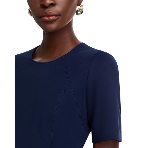 T Tahari Judianne Short Sleeve Fitted Sheath Dress Navy - 8 - Picture 3 of 7